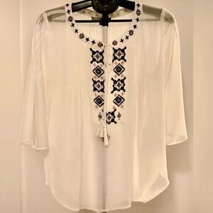 Embroidered White Blouse Top